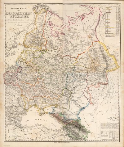 General Map of European Russia and the Caucasian Countries by Carl Flemming